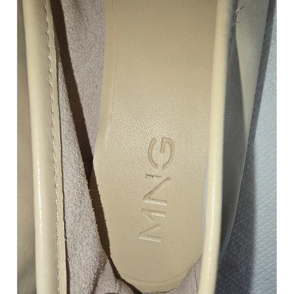 Mango MNG‎ Womens Cream Beige Leather Penny Loafers Square Toe 87064046 Size 38